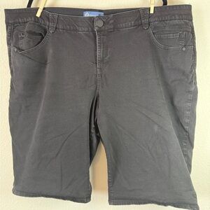 Democracy “Ab”Solution Plus Size 24W Charcoal Denim Bermuda Shorts Stretch